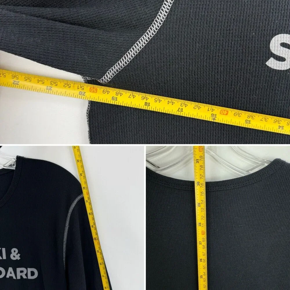 NEXT LEVEL BLACK THERMAL LONG SLEEVE SIZE L T-SHIRT U.S. SKI & SNOWBOARD